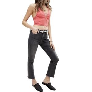 Free People‎ Mid Rise Straight Raw Hem Black Denim Jeans Women's Size 29